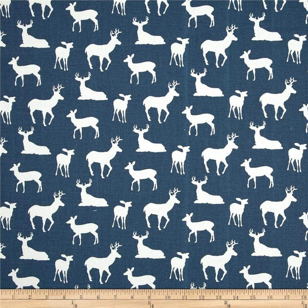 Premier Prints Deer Silhouette Premier Navy, Fabric by the Yard