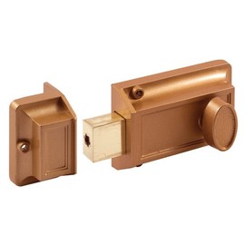 Prime-Line U 9956 Single Cylinder Rim Deadlatch, Diecast, Brass, Night Lock, 2 Keys