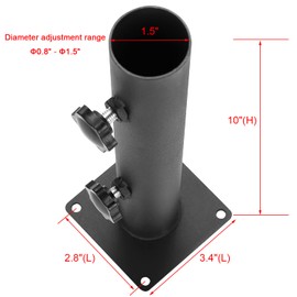 VANROUG VANROUG Patio Umbrella Base Heavy Duty Umbrella Holder Outdoor Umbrella Base Stand Mount Double Hand-Turn Knob for Deck,Patio, Dock,Boat,Courtyard Balcony,Garden,Pontoons,Picnic Table