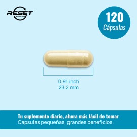 Reset NutritionCollagen Peptides Complex 120 Cápsulas Suplemento Alimenticio para Fortalecer Piel, Cabello, Uñas y Articulaciones