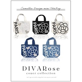 DIVA Rose Women's Tote Bag, Cute, Mini Tote, Lightweight, Stylish, Lunch Bag, Handbag, Sub Bag, Storage Bag, Camellia, Black