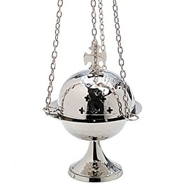 NKlaus Smoke Barrel with Cross Chain 52 cm Incense Burner Nickel Plated 7609