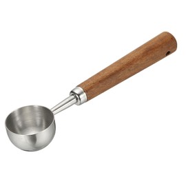 sourcing map Coffee Measuring Spoon, 4" x 0.7" 15ml Stainless Steel Coffee Scoop with Wood Handle for Ground Coffee or Loose Leaf Tea Silver