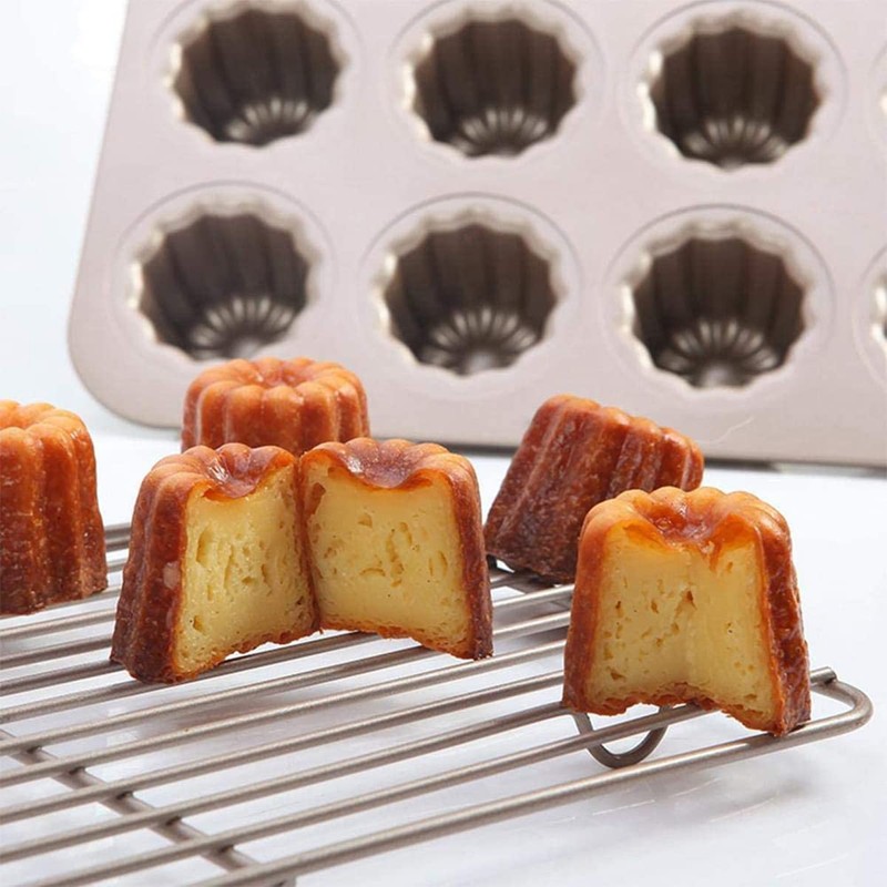 Non-stick Canele Molds Baking Pans for Cupcakes, 12 Cavities Cannelés
