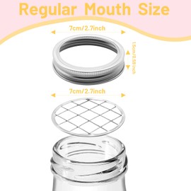 Cinvo Flower Mason Jar Insert Lid Metal Flower Organizer Frog Lid for Regular Mouth Mason Canning Jars Bouquet Easy Flower Arranging(6 Set Rings and Separate Lids)