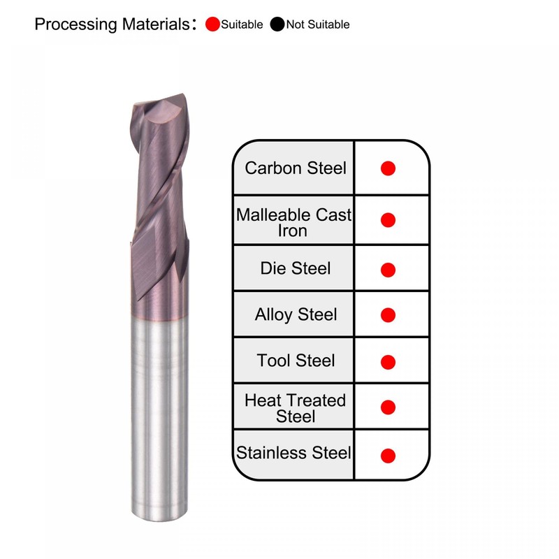 sourcing map Square Nose End Mill, 8mm Tip Dia Solid