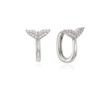 Lucky Whale Tail 925 Silver One-Touch Earrings OTE124303Q White /