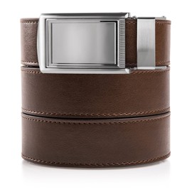 SlideBelts Men's Classic Belt with Premium Buckle (Mocha Brown Leather With Framed Silver Buckle (Vegan), One Size)
