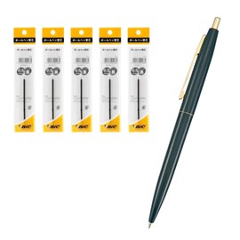 Bic Japan Bic (Bic) Ballpoint Pen Click Gold 0.5 Oil-Based Black Smooth Dark Green Barrel Refill Set of 5 CLG05-DGRRF5