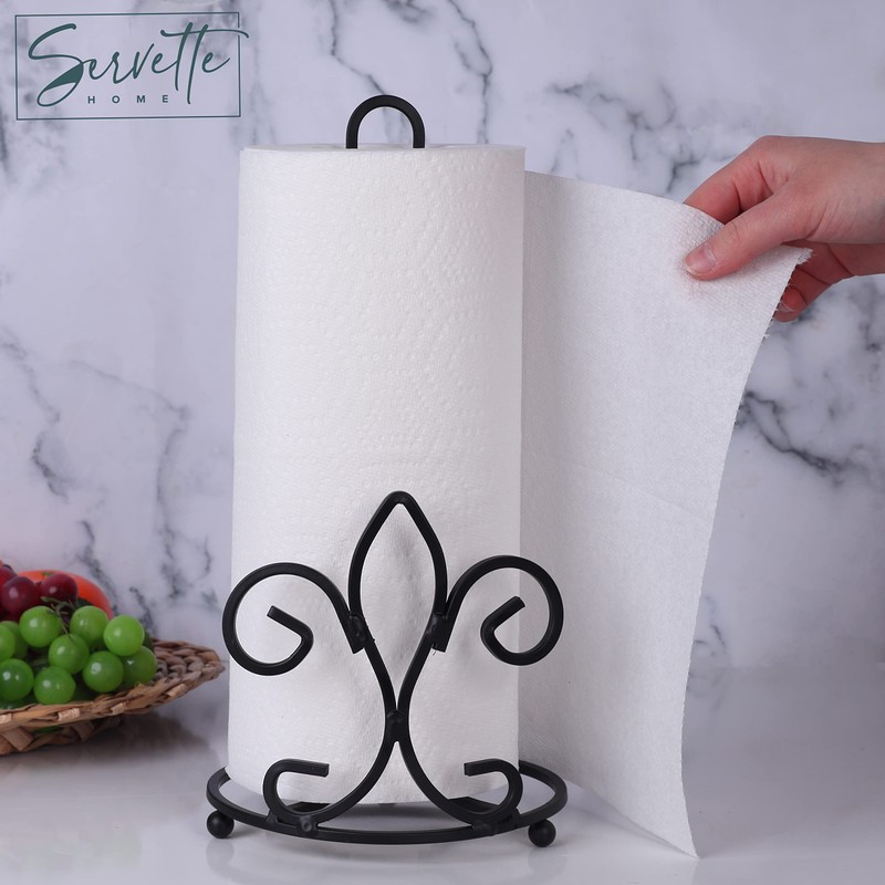 Fleur De Lis Paper Towel Holder - Black