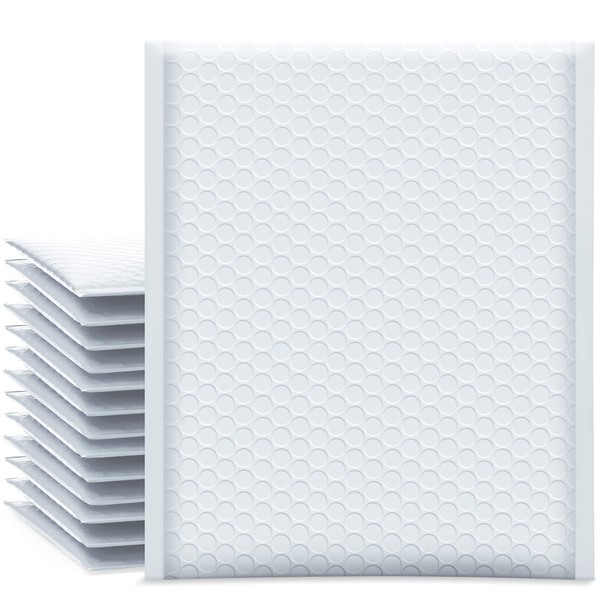 UCGOU Bubble Mailers 8.5x12 Inch White 25 Pack Poly Padded Envelopes #2 Medium Mailing Opaque Packaging Postal Self Seal Waterproof Boutique Shipping Bags for Clothes Makeup Supplies