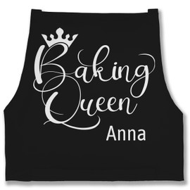 Geschenk mit Namen personalisiert by Shirtracer - Apron - Baking Apron Women - Baking Queen with Name - Gift Mum Grandma Birthday Christmas Mother's Day Baking, 3 Black