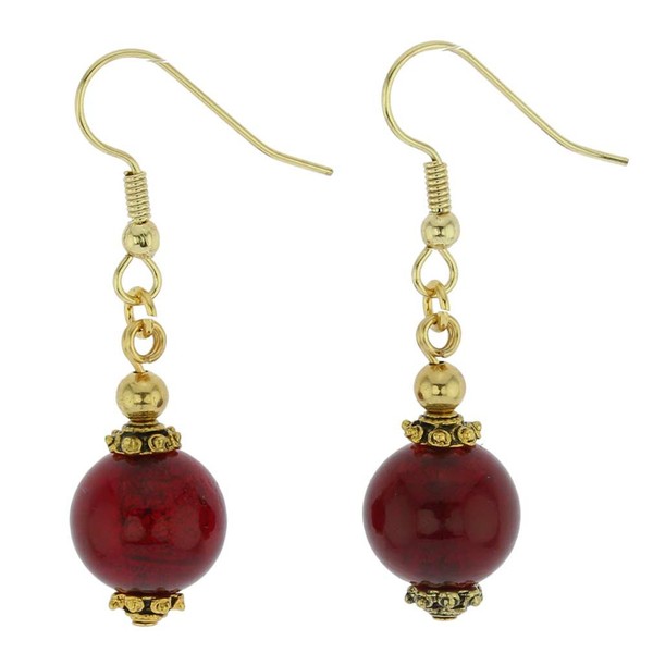 Antico Tesoro Balls Earrings Ruby Red, Glass, Crystal