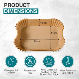 Air Fryer Paper Liners – 100 PCS Rectangle Disposable Liners, 22cm x 14cm x 4.5cm Inner Fit, Compatible with Ninja, Salter, Tower and Other Dual Zone Air Fryers – Pack of 100