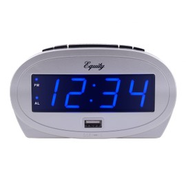 Equity 30025 0.9 in. LED Alarm Clock with USB Charge Port