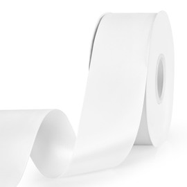 Showin 2 Inch Double Face Satin Ribbon White, 50Yards Craft Fabric Ribbon for Gift Wrapping, Floral Bouquets, Wedding Decoration