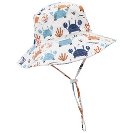 DRESHOW Baby Sun Hat Toddler Sun Protection Animal Cap Unisex Summer Bucket Hat with Chin Strap UPF 50+