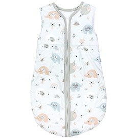 TupTam All-Season Sleeping Bag Oeko-Tex Certified Materials 2.5 TOG Sleeveless Baby Sleeping Bag Padded Colour: Elephant Blue Beige Green Size: 80-86