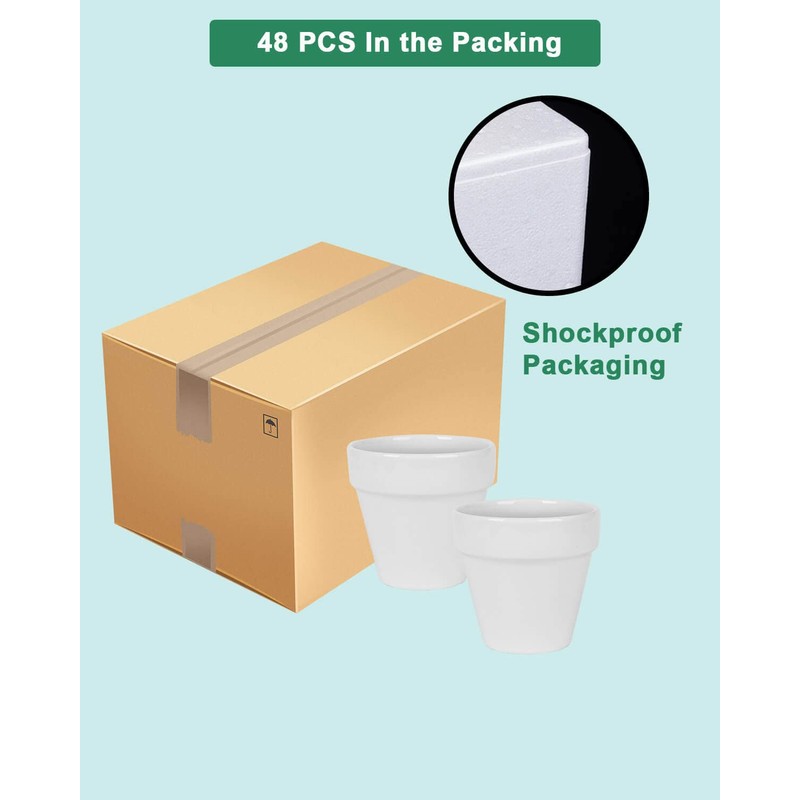 vensovo 48 Pcs Tiny White Ceramic Plant Pot - 2