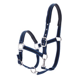 Adjustable Horse Headcollar, Training Halter, Heavy Duty Nylon Padded with Anti-rubbing Foam-Cushioned on Both Crown & Nose - FULL - Dark Blue