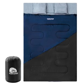 Double Sleeping Bag for Adults Kids - Lightweight 2 Person Sleeping Bag with Pillow, Queen Size Waterproof Camping Sack Two Person for Girls, Boys, Youths, Teens, Compact for Cold Weather & Warm