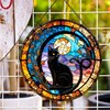 Payutou Black Cat Stained Glass Panels,Stained Glass for Windows for
