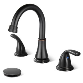 Cinwiny 3 Hole Bathroom Faucet 8 inch Vanity Widespread Sink Faucet 2 Handles Deck Mounted Basin Mixer Tap with Pop up Drain,Oil Rubbed Bronze
