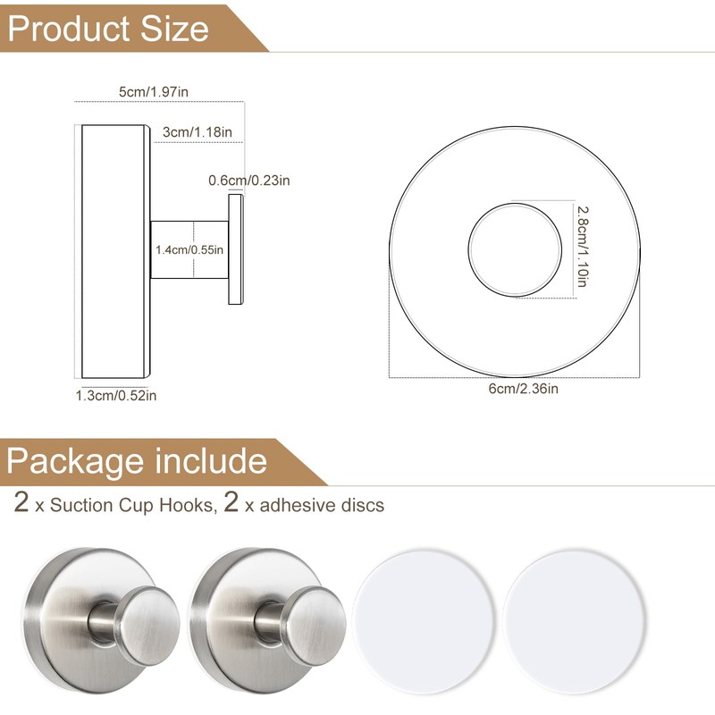 ZESLMG Suction Cup Wall Hooks for Shower, Bathroom, Kitchen, Glass