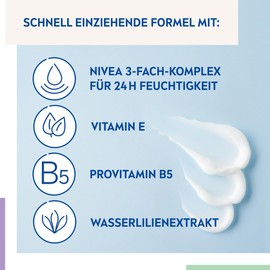 NIVEA Gute Nacht Pflege 24h Feuchtigkeit + Regeneration (50 ml), leichte Nachtpflege für intensive Feuchtigkeit, Nachtcreme mit Vitamin E, Provitamin B5 und Wasserlilienextrakt