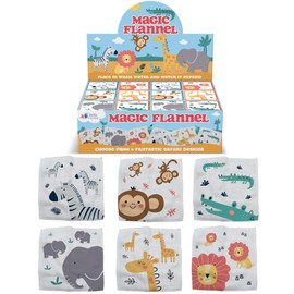 Hello Chums Wash Cloth - Safari Animal Magic Flannel, Face Cloths Flannels Cotton - Fun Designs for Children, Baby, Kids - 6 Unique Designs (1 Supplied At Random)