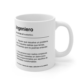 Taza divertida para café o té, con diseño de definición sarcástica de "Ingeniero" en español - Regalo perfecto para amantes del humor y la ironía