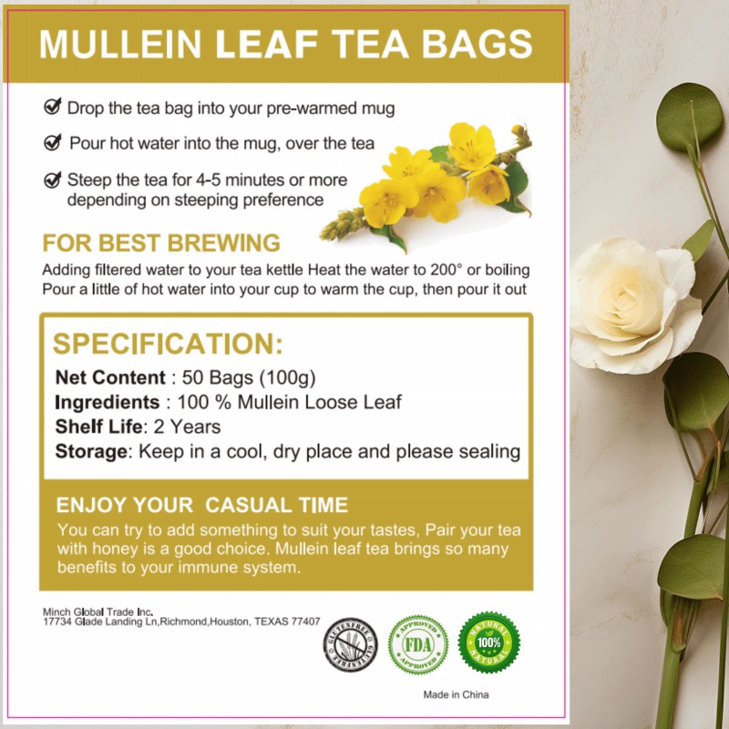 Hemp for U (2 Pack) HFU Natural Mullein Leaf Tea,