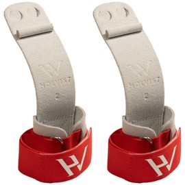 HOLVIST Empuñaduras de gimnasia | Empuñaduras de gimnasia hechas de piel | Empuñaduras de gimnasia para niñas de 10 a 12 años | Empuñaduras de gimnasia con velcro para niñas de 7 a 9 | Puños de gimnasia de 2 agujeros para mujer (1, rojo)