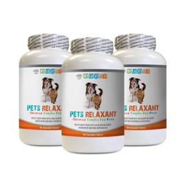 MY LUCKY PETS LLC Natural Anxiety Relief for Cats - PET Relaxant for Dogs and Cats - Anxiety Relief - Calming Complex - Premium - How to Calm a cat - 3 Bottles (270 Chewable Tablets)