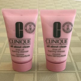 Clinique All About Clean Rinse-off FOAMING CLEANSER Lot Of 2: 1oz Each NEW