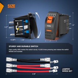 Nilight UTV Horn Rocker Switch Momentary On Off 5 PIN SPST LED Light Bar Switches w/Orange Backlit 12V 24V Toggle Switches Compatible for Polaris RZR Can-Am ATVs UTVs Cars Trucks RVs