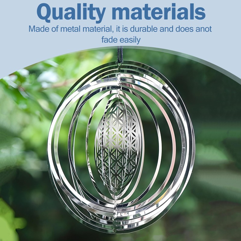 3D Rotating Wind Spinner, Hanging Garden Ornament with Spiral Design,