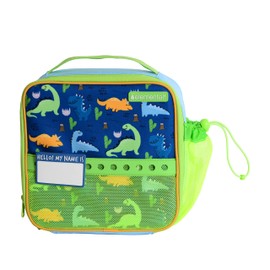 Elemental Insulated Lunch Bag for Kids, with Water Bottle Pocket & Charm Band, Fits Lunch Box, Lunch Bag for School to Keeps Food at Optimal Temperature, 3L - Dinosaur