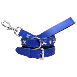 BRADLEY CROMPTON Genuine Leather Matching Pair Dog Collar and Lead Set M