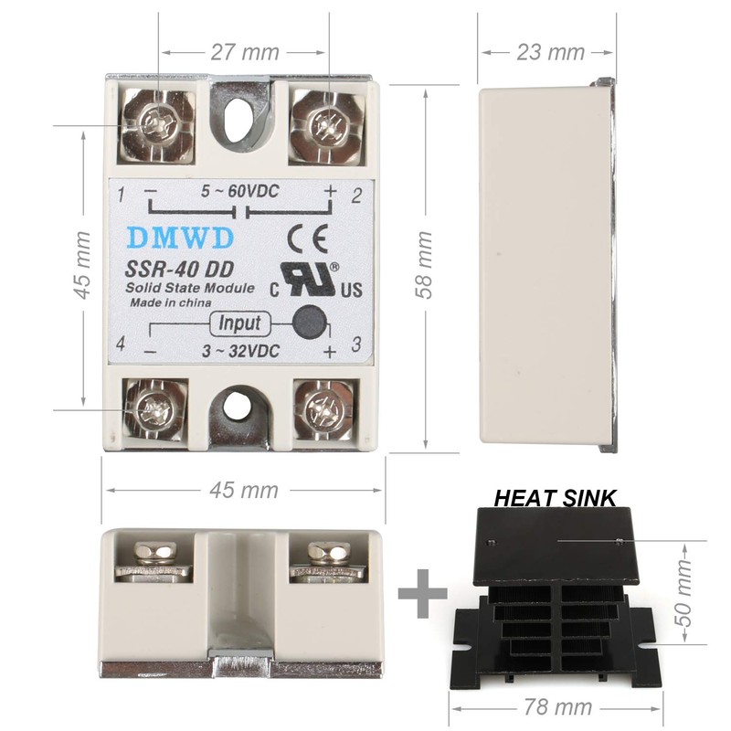 SSR-40DD Solid State Relay DC to DC (Input 3-32V DC