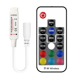 17-Key RF Wireless Remote Control DC 5V-24V 12A RGB LED Controller with Dimmer for 5050 3528 5630 LED Strip Lights Mini 4-Pin Light Controller