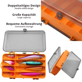 bumnay Double-Sided Bait Box, 18 × 10 × 5 cm Double-Sided Storage Box for Fishing Lures, Plastic Fishing Accessories Bait Box, Portable Bait Boxes Fishing with Compartments