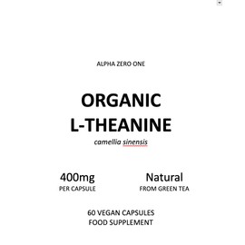 Organic L-Theanine 400mg from Green Tea Extract - 60 V Capsules (2 Months Supply) - High Strength Theanine Amino Acid Supplement - by Alpha01