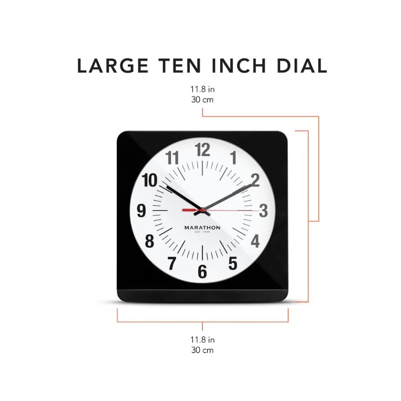 MARATHON Studio Edition Jumbo 12 Inch Analog Wall Clock with