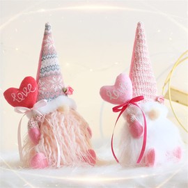Wedfull - Muñecas de peluche para el día de San Valentín, diseño de gnomos, elfo, día de la madre, paquete de 2 unidades, color rosa, decoración de la señora, escandinava, Tomte, elfo, 29 cm de alto,