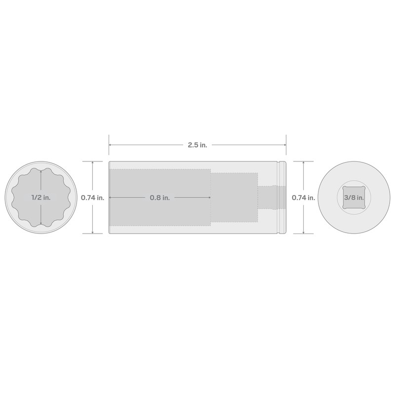 TEKTON 3/8 Inch Drive x 1/2 Inch Deep 12-Point Socket