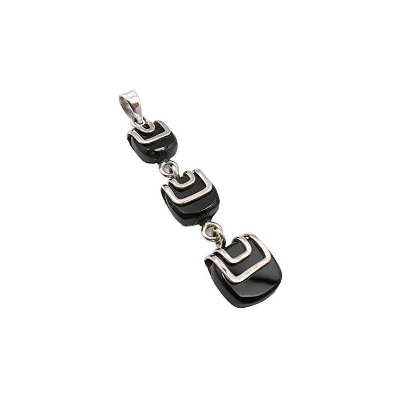 SilverStarJewel Collar largo cuadrado de plata de ley con colgante