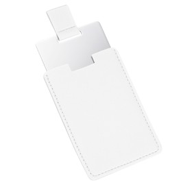 uxcell Small Pocket Mirror for Purse, Stainless Steel Compact Makeup Mirror with Leather Case, Travel Mirror Handheld Mirror for Women, Girls, Purse, Gift (White, 2.56 x 3.74)