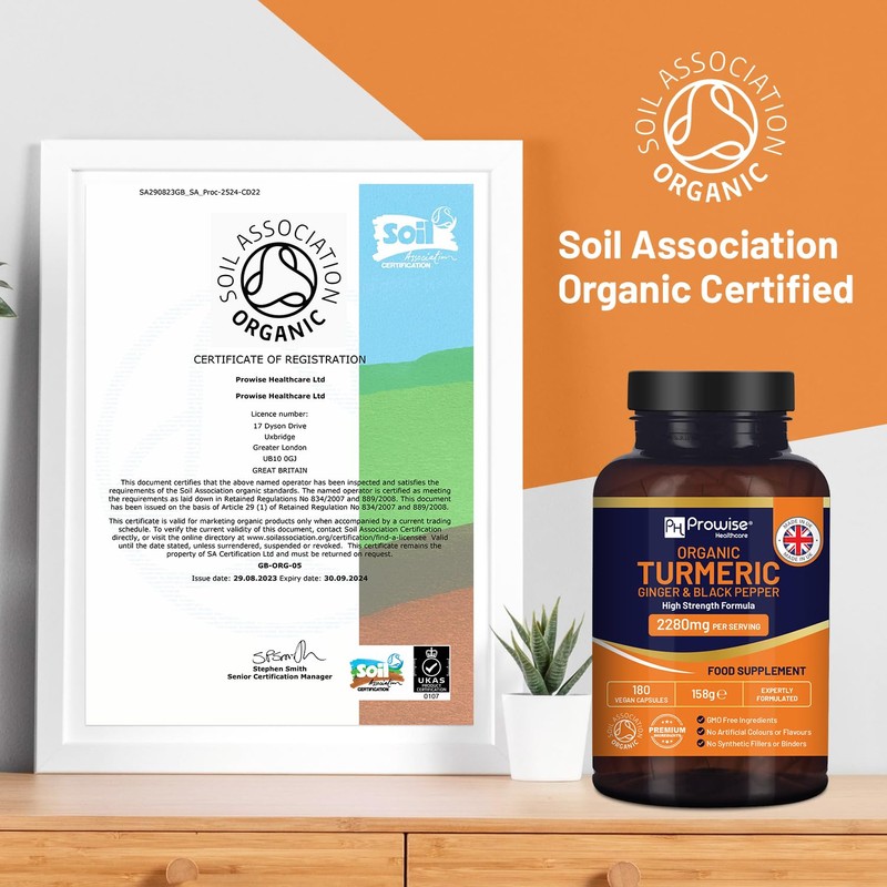 Organic Turmeric 2280 mg (High Dose) with Black Pepper &