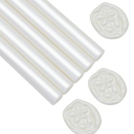 Glue Gun Wax Seal Sticks Pearl White, Andotopee 10pcs Pearlescent Sealing Wax Sticks for Wax Seal Stamp, 0.43 X 5.3 Premium Wax Seal Wax Sticks for Wedding Invitation Envelope Seal Stickers DIY Craft